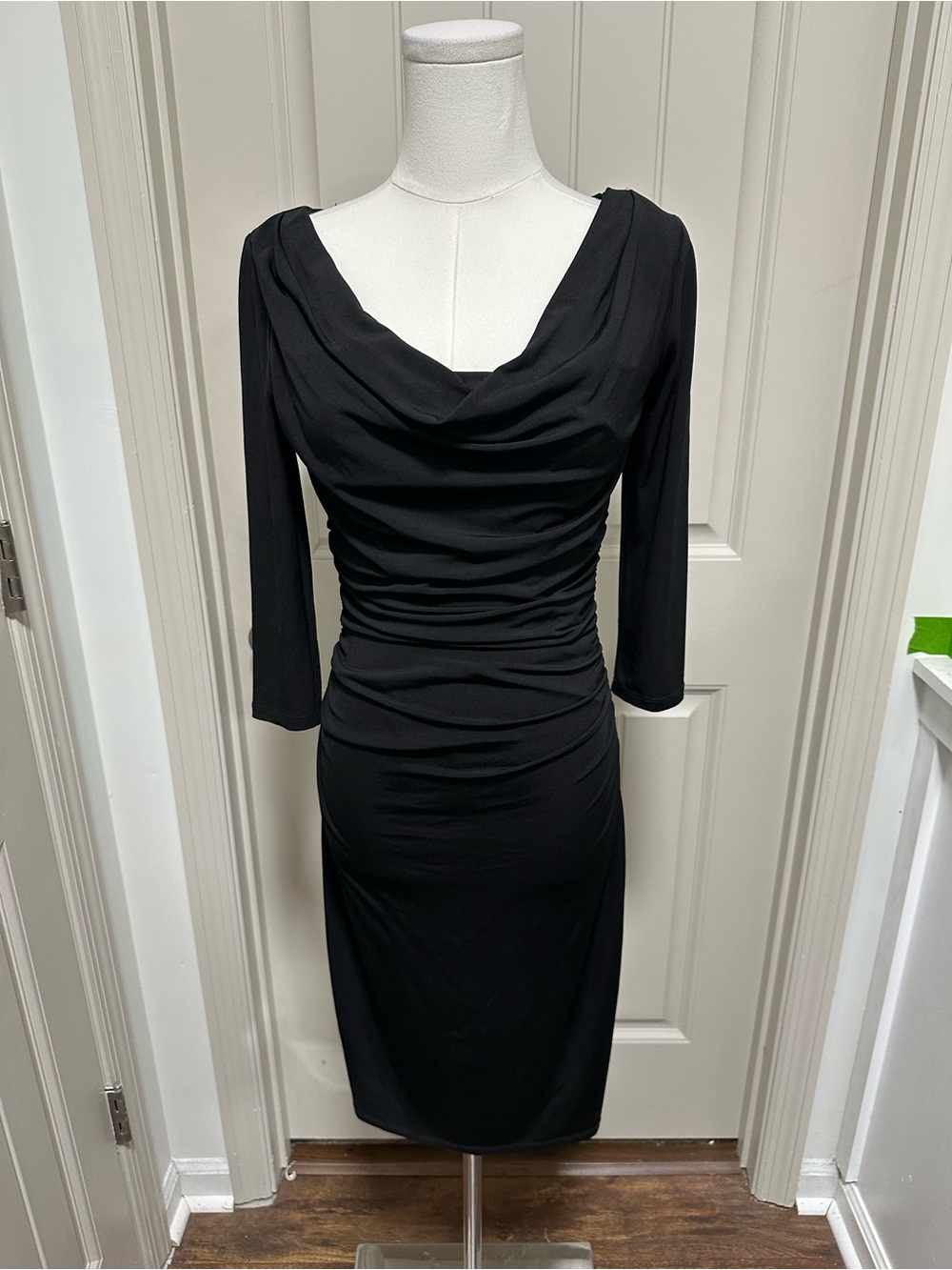 White House Black Market Black Cowl-Neck Midi Dress